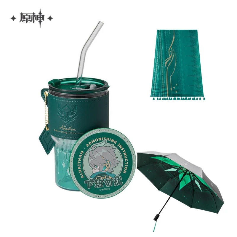 Original Genshin Impact Alhaitham Theme Water Cup Glass Cup With Straw,Scarf, Sunscreen Folding Umbrella For Anime Fans Gift
Original Genshin Impact Alhaitham Theme Water Cup Glass Cup With Straw,Scarf, Sunscreen Folding Umbrella For Anime Fans Gift