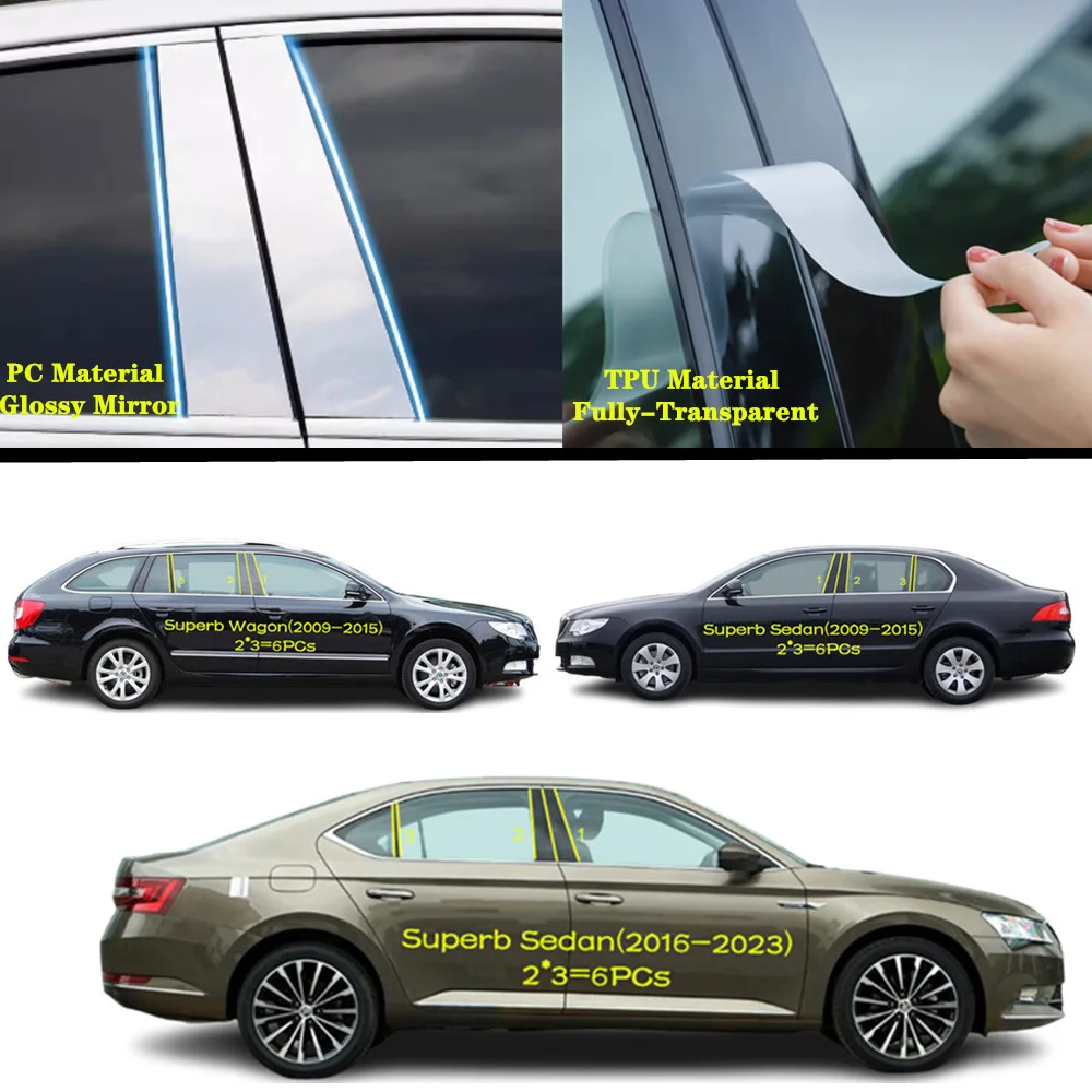 For Skoda Superb Sedan/Wagon 2009-2015-2023 Car TPU/Glossy Mirror Pillar Post Cover Door Trim Window Molding Sticker Accessories
For Skoda Superb Sedan/Wagon 2009-2015-2023 Car TPU/Glossy Mirror Pillar Post Cover Door Trim Window Molding Sticker Accessories