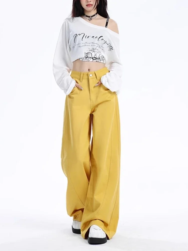 New Solid Color Slim Loose Women Jeans Casual High Waist Fashion Slim Woman Jeans Street Retro Yellow Pants Female Chicly
New Solid Color Slim Loose Women Jeans Casual High Waist Fashion Slim Woman Jeans Street Retro Yellow Pants Female Chicly
