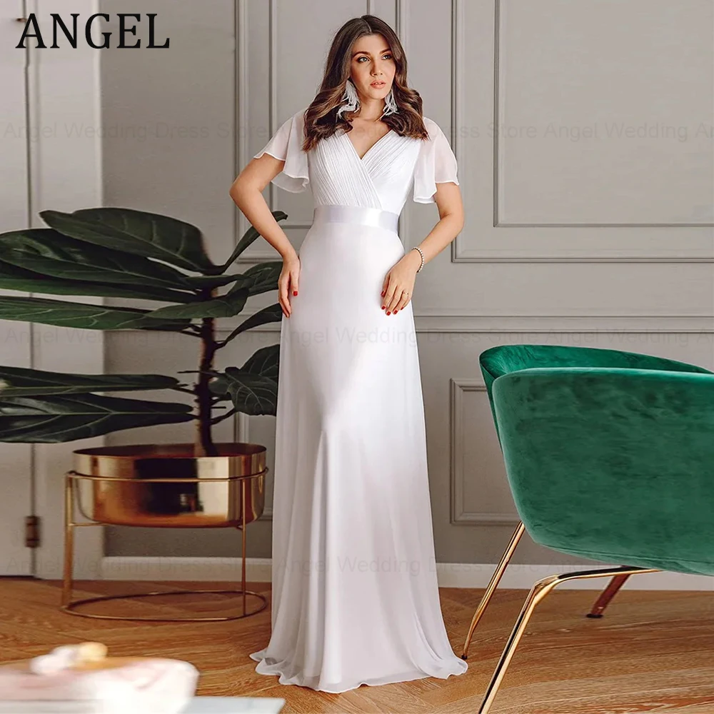 ANGEL Classic Deep V-neck Floor-length Wedding Dress Graceful Short Sleeve A-line Bridal Gown Simple Vestidos De Novia
ANGEL Classic Deep V-neck Floor-length Wedding Dress Graceful Short Sleeve A-line Bridal Gown Simple Vestidos De Novia