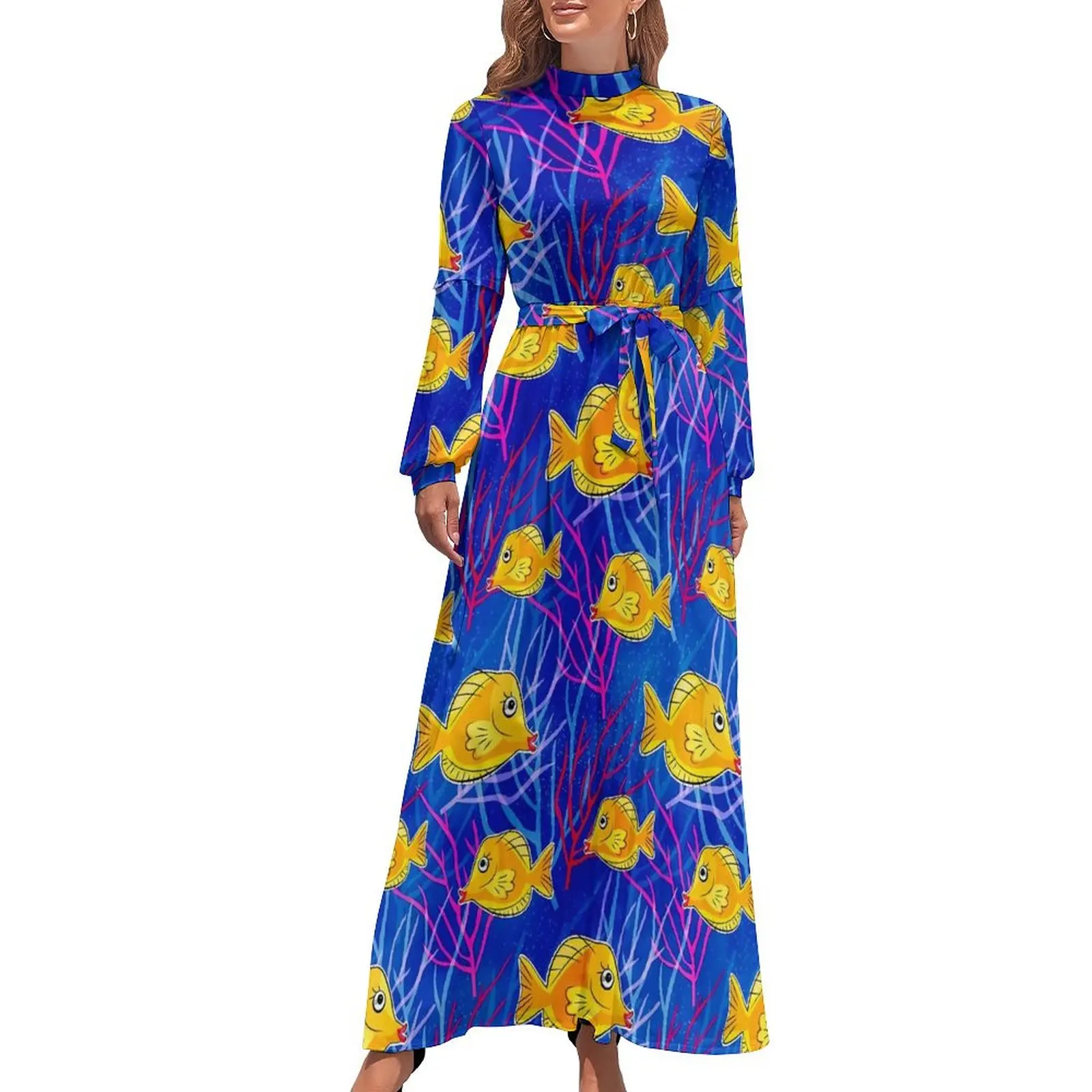 Sea Fish In Blue Sea Dress Yellow Animal Aesthetic Beach Dresses Womens Long Sleeve High Waist Modern Long Maxi Dress
Sea Fish In Blue Sea Dress Yellow Animal Aesthetic Beach Dresses Womens Long Sleeve High Waist Modern Long Maxi Dress