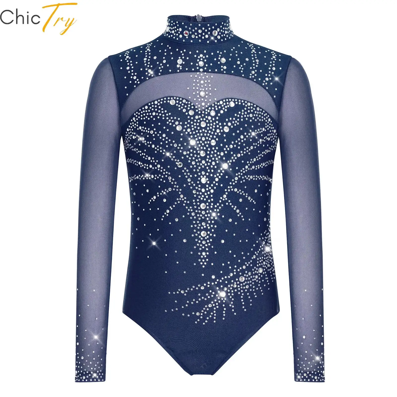 Kids Girls Ballet Gymnastics Dance Leotard Mock Neck Long Sleeve Rhinestone Bodysuit Mesh Patchwork Competition Costume
Kids Girls Ballet Gymnastics Dance Leotard Mock Neck Long Sleeve Rhinestone Bodysuit Mesh Patchwork Competition Costume