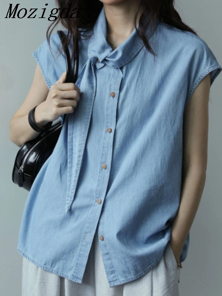 Summer Blue Striped Sleeveless Shirt Women Korean New Style, Tie-up Minimalist Fashion Ladies Blouses Tops
Summer Blue Striped Sleeveless Shirt Women Korean New Style, Tie-up Minimalist Fashion Ladies Blouses Tops