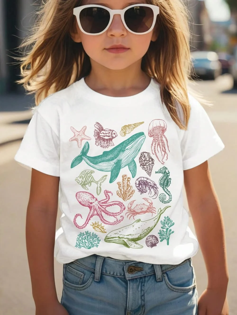 Girl T-Shirt Retro Vacation Colorful Marine Life Beach Print Casual Round Neck Short Sleeve T-Shirt Summer Kids Boys Girls Tops
Girl T-Shirt Retro Vacation Colorful Marine Life Beach Print Casual Round Neck Short Sleeve T-Shirt Summer Kids Boys Girls Tops