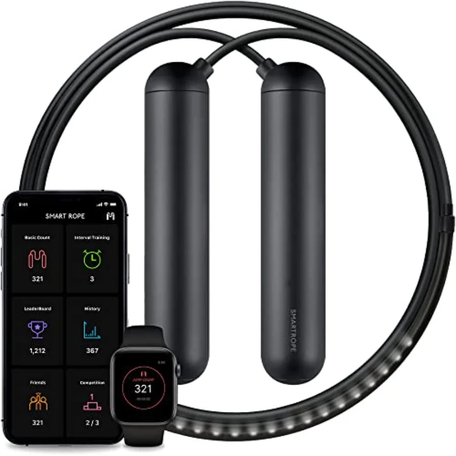 Smart Rope LED Embedded Jump Rope for Fitness Tracking with Real-Time Data Display in Mid-Air Black
Smart Rope LED Embedded Jump Rope for Fitness Tracking with Real-Time Data Display in Mid-Air Black