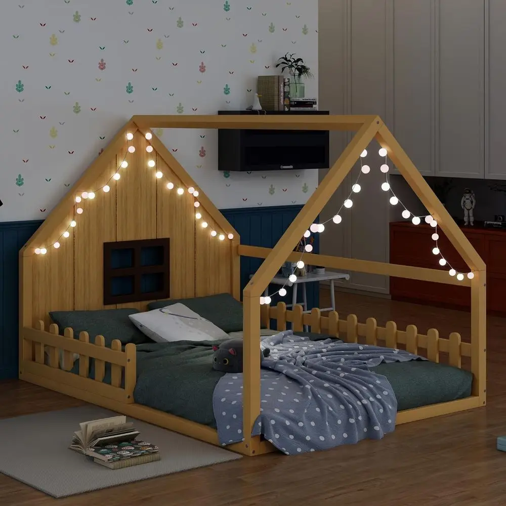 Toddler Loft Bed with LED Lights, Storage, and Window - Suitable for Boys or Girls, Natural Wood
Toddler Loft Bed with LED Lights, Storage, and Window - Suitable for Boys or Girls, Natural Wood
