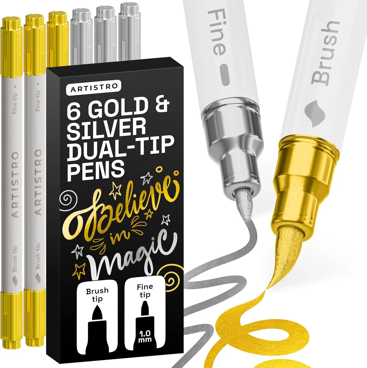 Gold & Silver Acrylic Paint Pens - Dual Tip Markers for Calligraphy, Crafts, Greeting Cards, Ornament Decor
Gold & Silver Acrylic Paint Pens - Dual Tip Markers for Calligraphy, Crafts, Greeting Cards, Ornament Decor