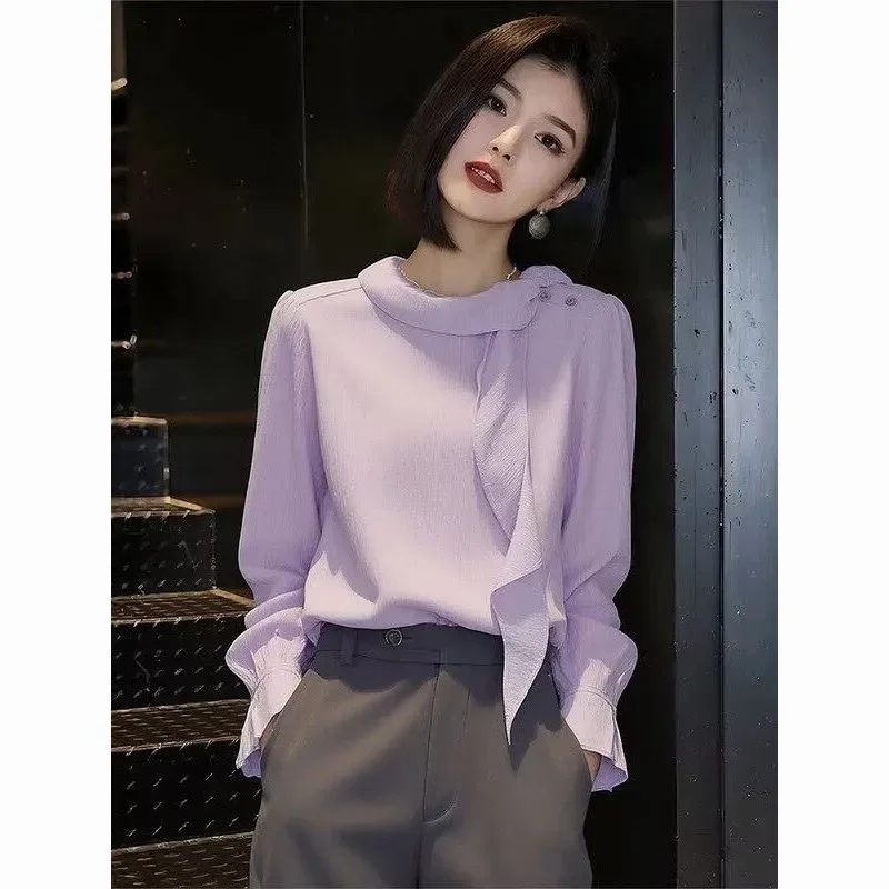 Women's French Elegant Purple Ribbon Blouse Long Sleeve Slim Gentle Luxury Spring Daily Casual Shirt
Women's French Elegant Purple Ribbon Blouse Long Sleeve Slim Gentle Luxury Spring Daily Casual Shirt