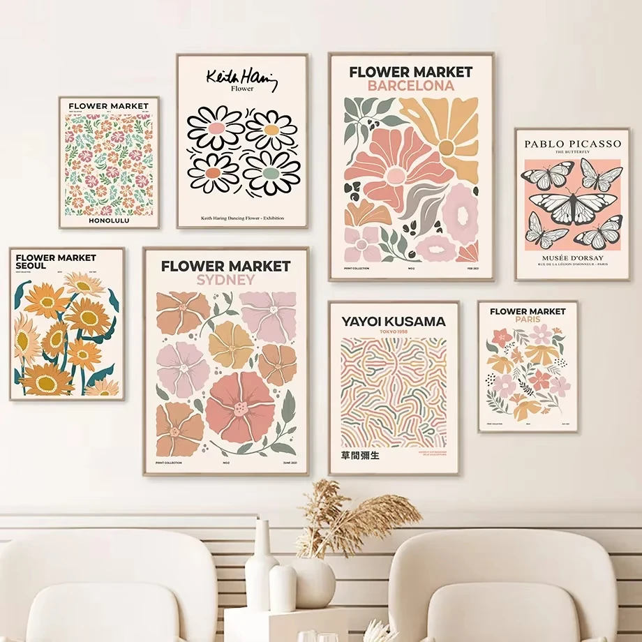 Butterfly Flower Coral Yayoi Kusama Matisse Wall Art Canvas Painting Nordic Posters Print Abstract Wall Pictures For Living Room 
Butterfly Flower Coral Yayoi Kusama Matisse Wall Art Canvas Painting Nordic Posters Print Abstract Wall Pictures For Living Room