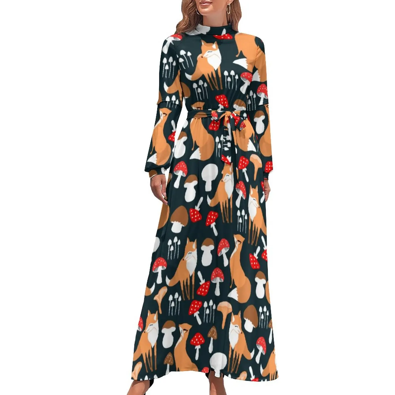 Cute Fox Dress Colorful Mushrooms Print Cute Pattern Maxi Dress High Neck Long Sleeve Aesthetic Beach Long Dresses
Cute Fox Dress Colorful Mushrooms Print Cute Pattern Maxi Dress High Neck Long Sleeve Aesthetic Beach Long Dresses