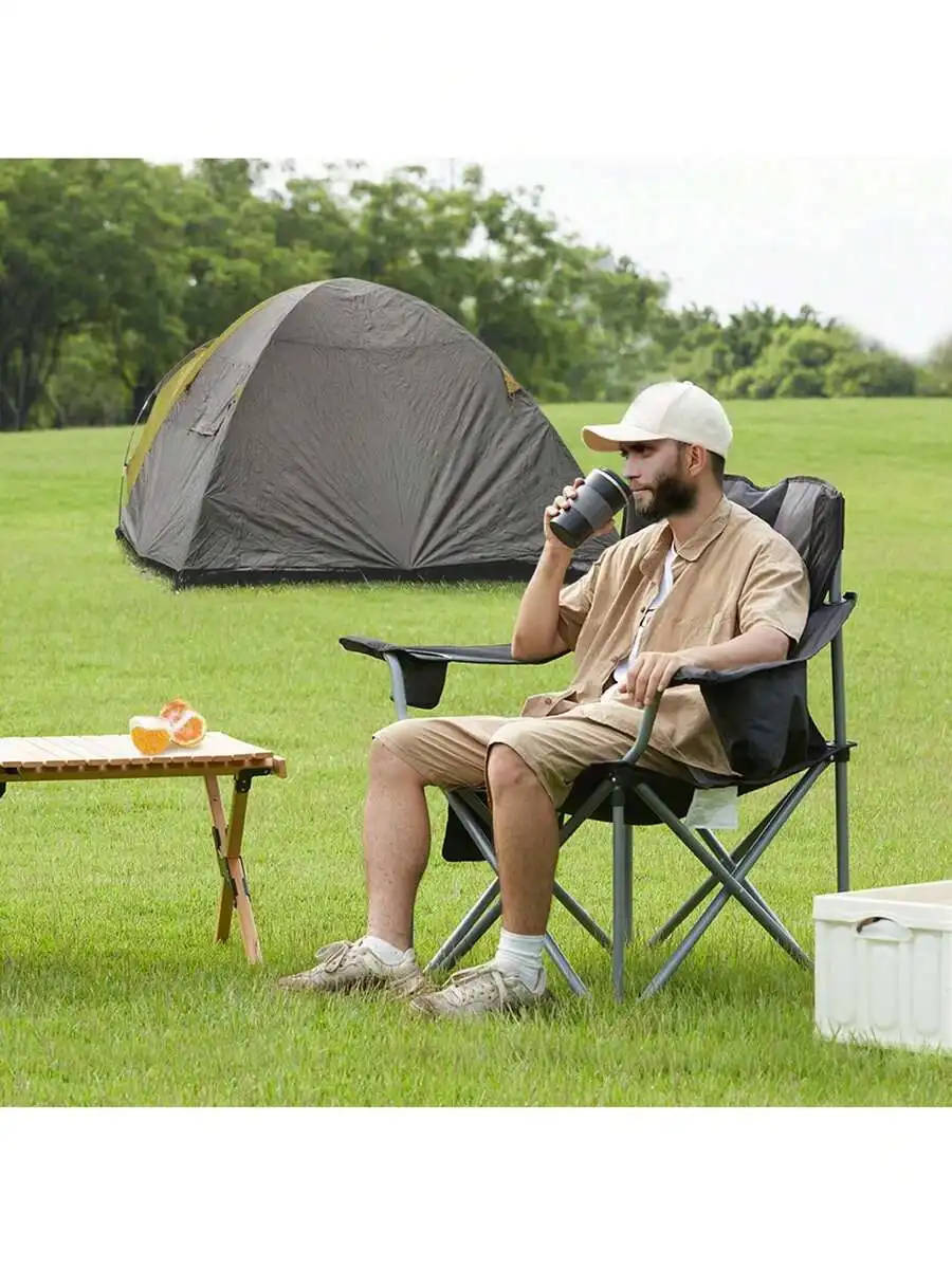 Heavy Duty Oversized Camping Folding Chair With Lumbar Support Side Pockets Cup Holder And Cooler Bag Black
Heavy Duty Oversized Camping Folding Chair With Lumbar Support Side Pockets Cup Holder And Cooler Bag Black