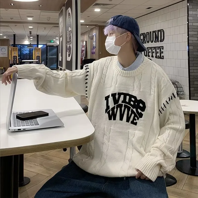 Мужской вязаный свитер большого размера, осенне-зимний, свободного кроя, с вышивкой букв, для полных мужчин, повседневный трикотаж
Мужской вязаный свитер большого размера, осенне-зимний, свободного кроя, с вышивкой букв, для полных мужчин, повседневный трикотаж