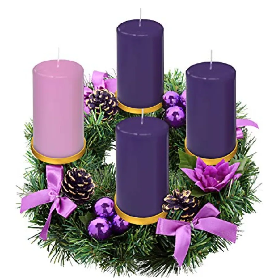 Purple Ribbon Advent Wreath Ring Candle Holder for Pillar Advent Candles - Large Size - Christmas Advent Wreaths Candleholder S
Purple Ribbon Advent Wreath Ring Candle Holder for Pillar Advent Candles - Large Size - Christmas Advent Wreaths Candleholder S