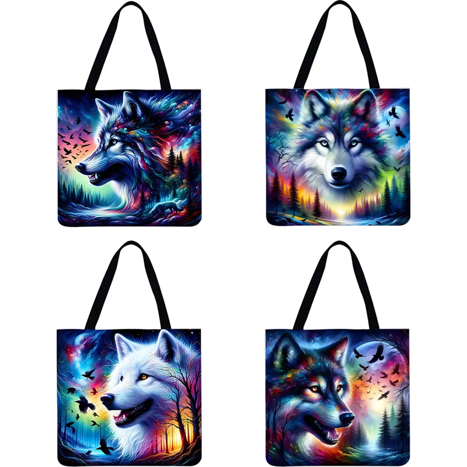 Набор из 4 льняных сумок-тоут с принтом волка, вместительные женские сумки для покупок, на плечо
Набор из 4 льняных сумок-тоут с принтом волка, вместительные женские сумки для покупок, на плечо