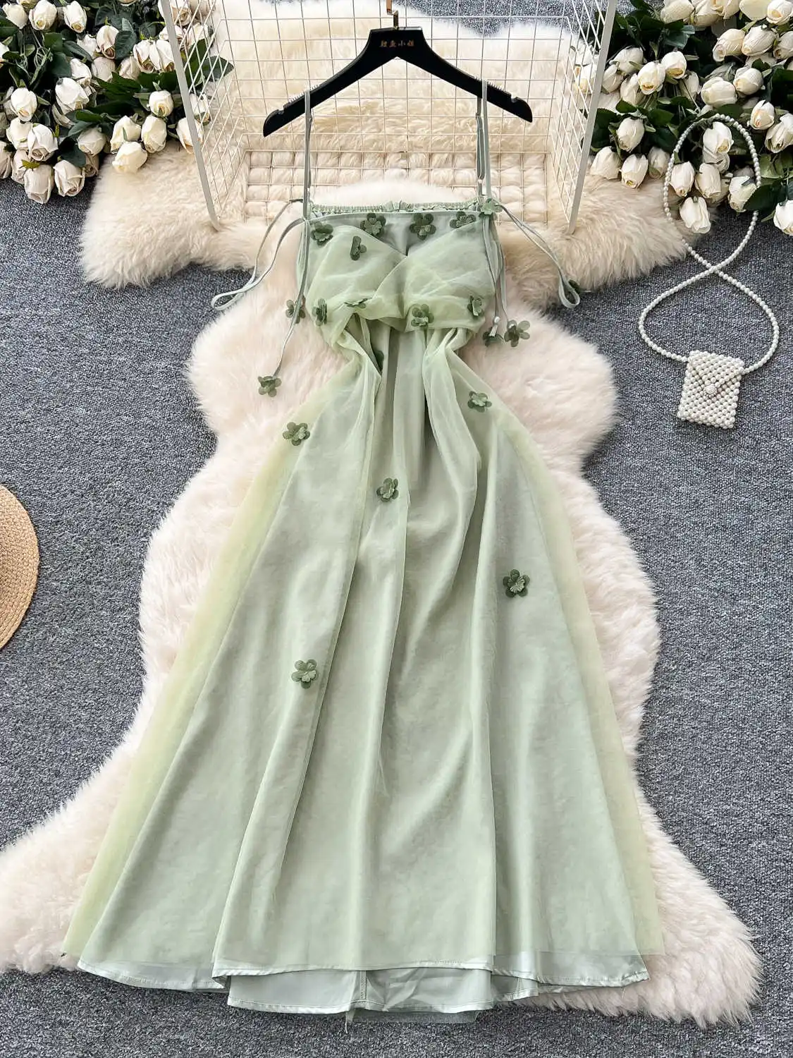 Women Green Beach Sundress 3D Floral Long Dress Vintage Off Shoulder Sleeveless Mesh Dresses Y2k One Piece Frocks 2000s Clothes
Women Green Beach Sundress 3D Floral Long Dress Vintage Off Shoulder Sleeveless Mesh Dresses Y2k One Piece Frocks 2000s Clothes