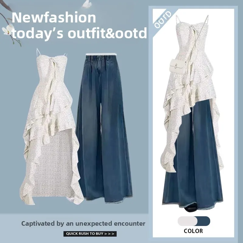 Летний новый винтажный асимметричный комплект с цветочным принтом размера плюс и утягивающие джинсы, комплект из двух предметов, универсальный длинный свеч V Ne
Летний новый винтажный асимметричный комплект с цветочным принтом размера плюс и утягивающие джинсы, комплект из двух предметов, универсальный длинный свеч V Ne