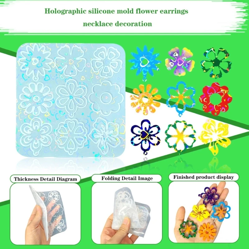 H7EB Holographical Flower Pendants Silicone Earrings Mold For Resin Craft Jewelry Necklace Keychain DIY Art Epoxy Casting Mould
H7EB Holographical Flower Pendants Silicone Earrings Mold For Resin Craft Jewelry Necklace Keychain DIY Art Epoxy Casting Mould