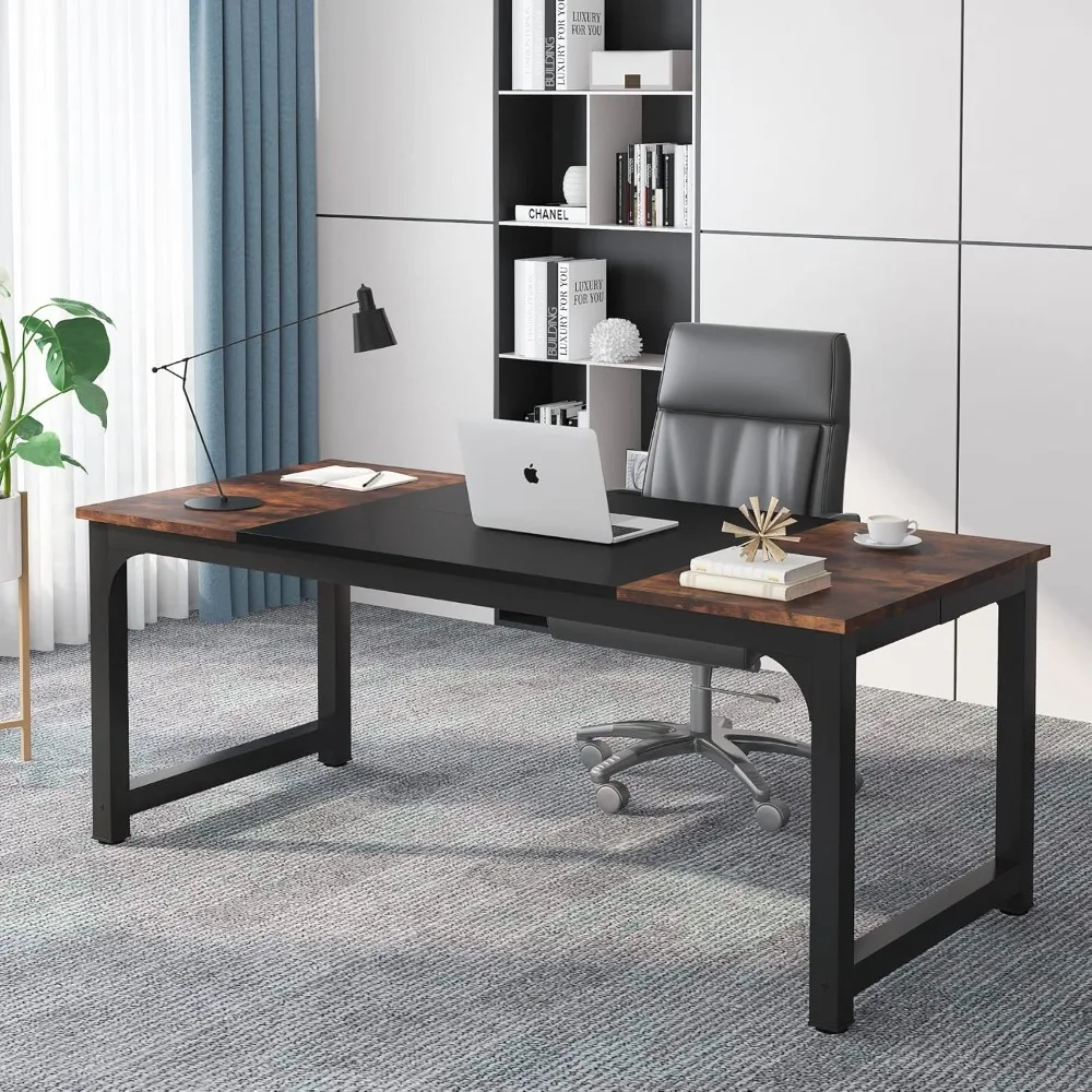 70.8 "Executive desk, large office computer desk, thickened frame, simple workstation business furniture, rustic brown/black
70.8 "Executive desk, large office computer desk, thickened frame, simple workstation business furniture, rustic brown/black