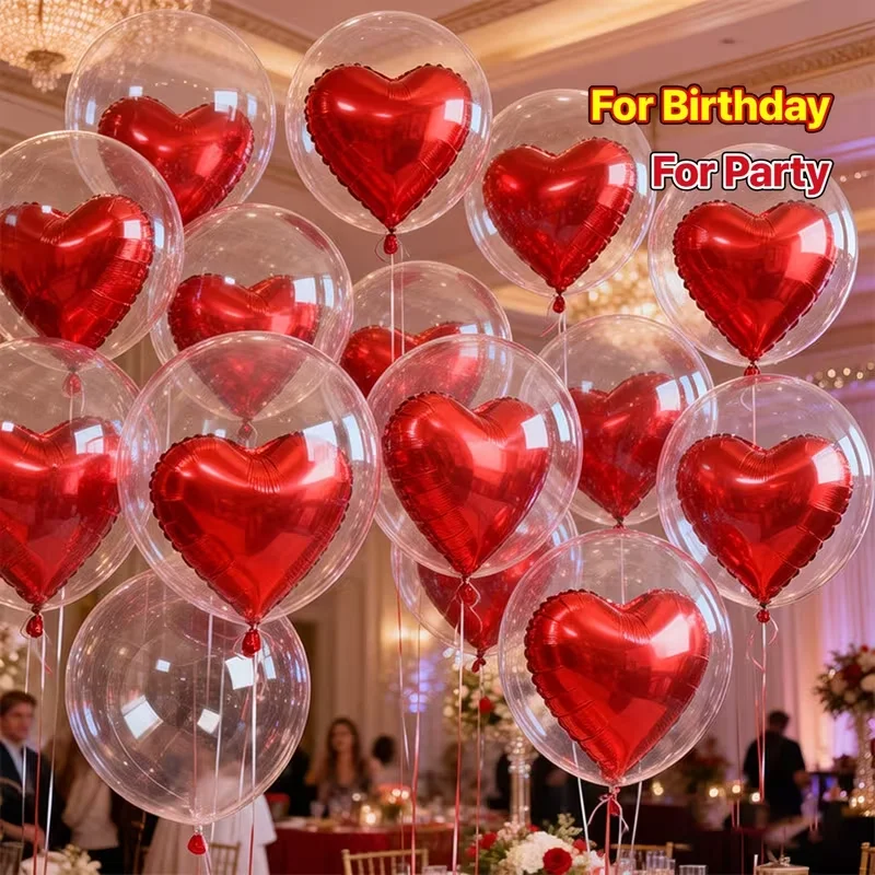 10pcs Transparent Bobo Balloon And Red Heart Balloons for Valentine's Day Wedding Decoration Baby Shower Birthday Party Favors
10pcs Transparent Bobo Balloon And Red Heart Balloons for Valentine's Day Wedding Decoration Baby Shower Birthday Party Favors