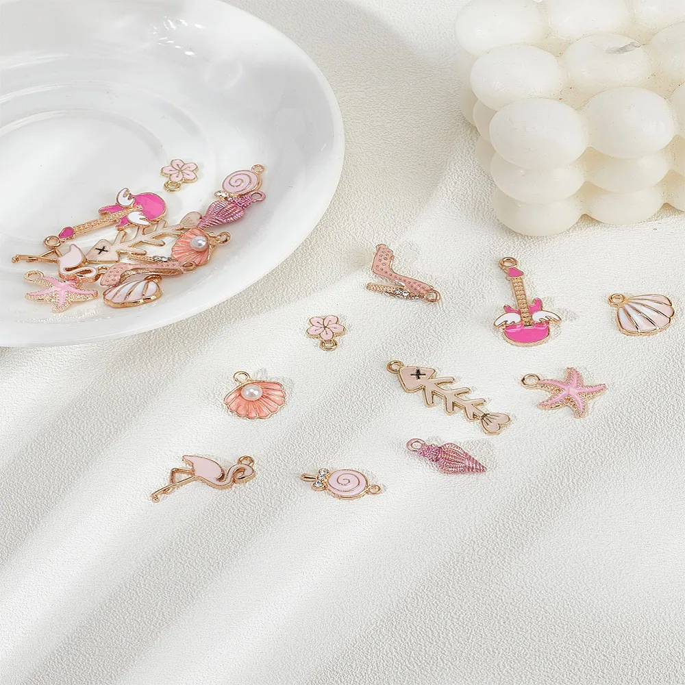 20Pcs 10 Styles Alloy Enamel Pendants Light Gold Mixed Shapes Pink 12~32x9~22x1.5~6mm Hole: 1.5~2.5mm 2pcs/style
20Pcs 10 Styles Alloy Enamel Pendants Light Gold Mixed Shapes Pink 12~32x9~22x1.5~6mm Hole: 1.5~2.5mm 2pcs/style