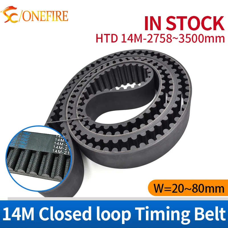 HTD 14M Rubber Closed Loop Timing Belt Length=2758 2800 2912 2940 3150 3360 3416 3500mm HTD14M Belt Width 20~80mm
HTD 14M Rubber Closed Loop Timing Belt Length=2758 2800 2912 2940 3150 3360 3416 3500mm HTD14M Belt Width 20~80mm