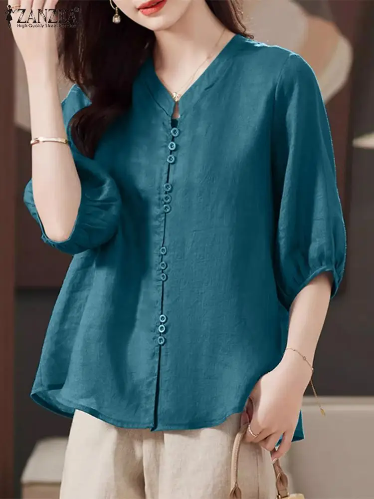 ZANZEA Fashion Summer 3/4 Sleeve Shirt Women Elegant Loose Buttons Down Tops Female Party Blusas Solid Work Blouse Casual Mujer
ZANZEA Fashion Summer 3/4 Sleeve Shirt Women Elegant Loose Buttons Down Tops Female Party Blusas Solid Work Blouse Casual Mujer