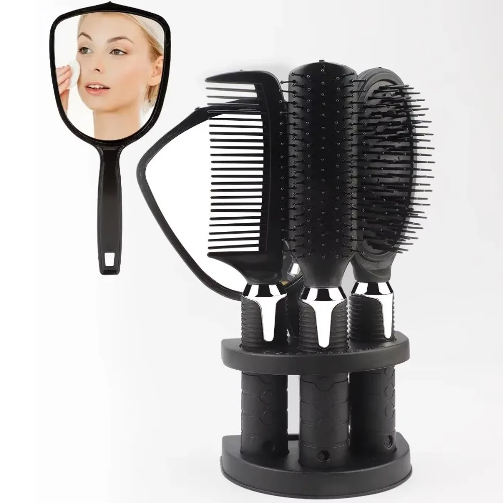 4Pcs/set Grooming Hair Comb Set Non-slip Anti-static Massage Comb Styling Salon with Makeup Mirror Hair Brush Comb Mirror Set
4Pcs/set Grooming Hair Comb Set Non-slip Anti-static Massage Comb Styling Salon with Makeup Mirror Hair Brush Comb Mirror Set