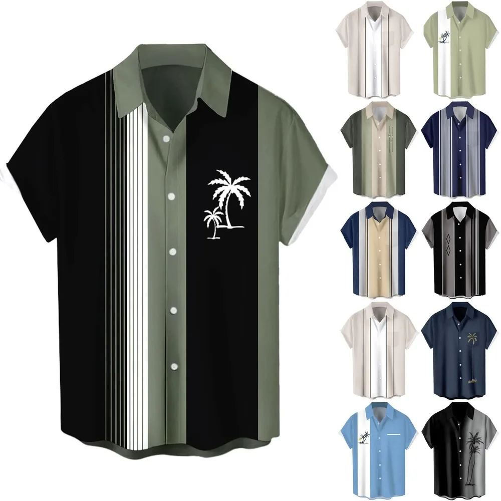 Mens Retro Camp Shirt Vintage Cuban Collar Vertical Stripe Color Block Panel Casual Button Up Summer Top
Mens Retro Camp Shirt Vintage Cuban Collar Vertical Stripe Color Block Panel Casual Button Up Summer Top