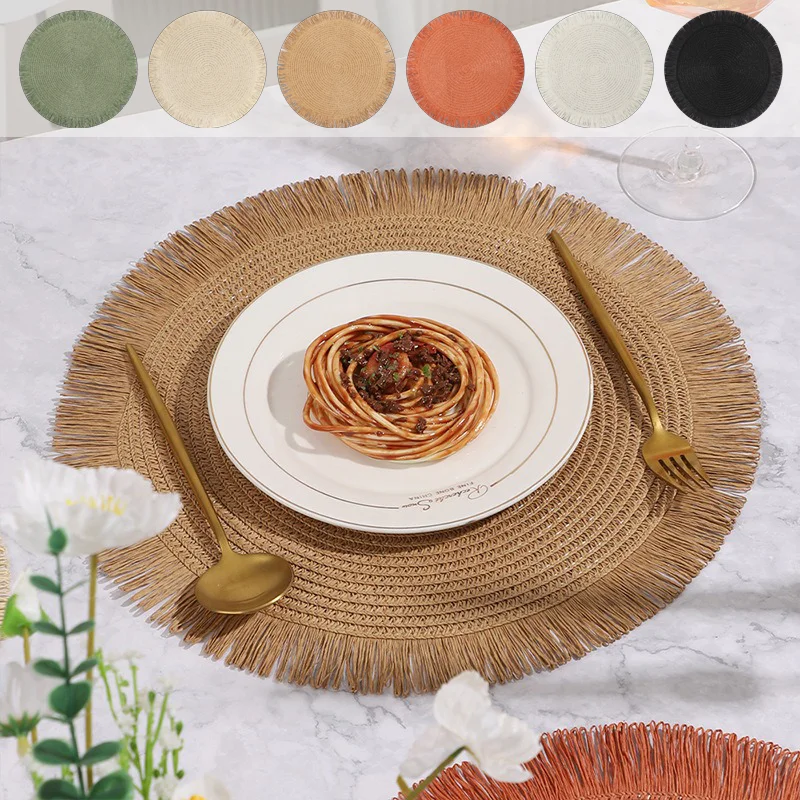Rustic Country Style Round Braided Placemats with Tassel-PP & Paper Fringe Placemats Non-Slip Heat Resistant Dining Table Decor
Rustic Country Style Round Braided Placemats with Tassel-PP & Paper Fringe Placemats Non-Slip Heat Resistant Dining Table Decor