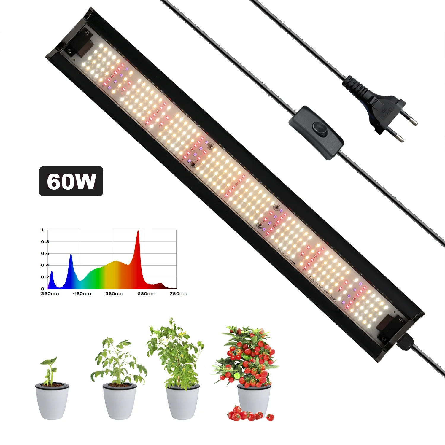 Portable 60W plant growth lamp has good heat dissipation performance, which can promote plant growth and flowering
Portable 60W plant growth lamp has good heat dissipation performance, which can promote plant growth and flowering