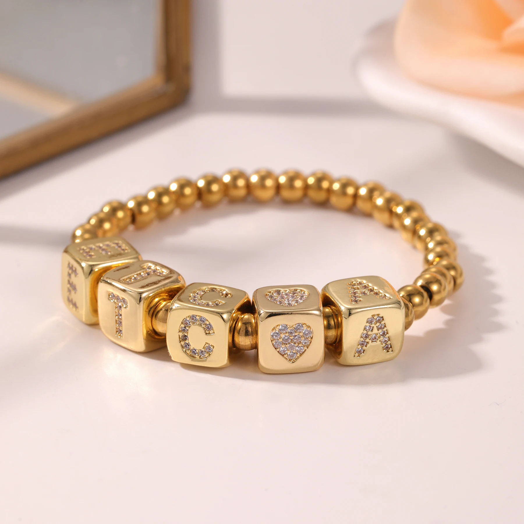 Qitian Custom Initial Cube Beaded Bracelet 18kgoldplated Cz Letter Charm Stretch Personalized Stackable Bead Bracelet Women Gift
Qitian Custom Initial Cube Beaded Bracelet 18kgoldplated Cz Letter Charm Stretch Personalized Stackable Bead Bracelet Women Gift