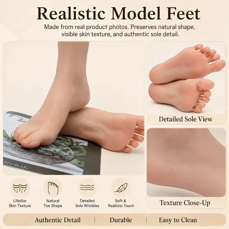 36cm Realistic Skin Texture Simulation Natural Foot Shape Female Realistic Silicone Foot Model for Manicure Shoes Sandal Display
36cm Realistic Skin Texture Simulation Natural Foot Shape Female Realistic Silicone Foot Model for Manicure Shoes Sandal Display