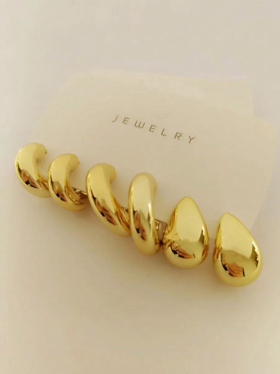 6pcs Set Fashion Metallic Geometric C-Shaped Hoop Earrings For Women Daily Wear
6pcs Set Fashion Metallic Geometric C-Shaped Hoop Earrings For Women Daily Wear