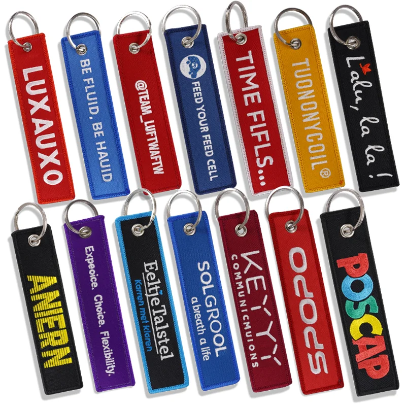 Custom Embroidered Keychain with Logo - Ribbon Keyring for Motorcycle/Car Double-Sided Embroidery Keychain Men and Women Styles
Custom Embroidered Keychain with Logo - Ribbon Keyring for Motorcycle/Car Double-Sided Embroidery Keychain Men and Women Styles