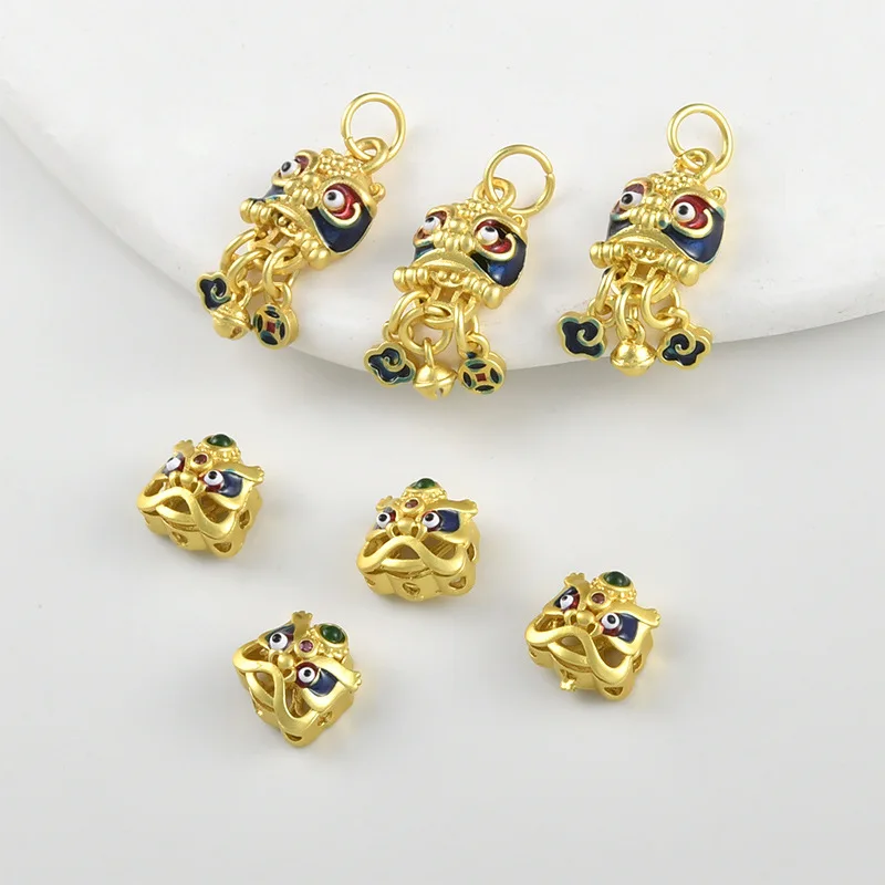 18k Copper-plated Sand Gold Color Hollow Lion Head Oil Drop Bead Pendant DIY Handmade Bracelet Necklace String Jewelry Match
18k Copper-plated Sand Gold Color Hollow Lion Head Oil Drop Bead Pendant DIY Handmade Bracelet Necklace String Jewelry Match