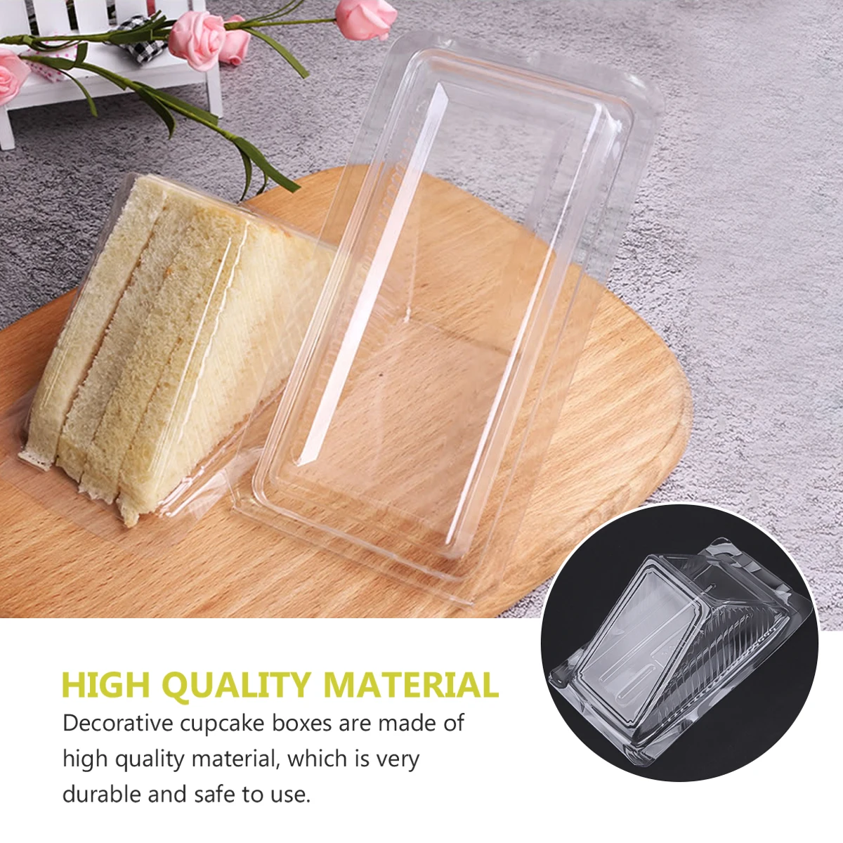 100pcs Sandwich Boxes Disposable Plastic Containers Triangle Bag Lunch Cake Cookie Safe Material Eco Friendly 
100pcs Sandwich Boxes Disposable Plastic Containers Triangle Bag Lunch Cake Cookie Safe Material Eco Friendly