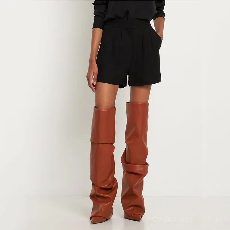 Solid Color Pointed Toe Ultra-High Stiletto Over-The-Knee Boots Pleated Culottes Botas Femininas Slip-On Plus Size Women Botines
Solid Color Pointed Toe Ultra-High Stiletto Over-The-Knee Boots Pleated Culottes Botas Femininas Slip-On Plus Size Women Botines