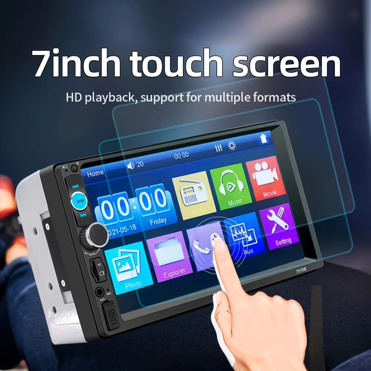 Автомобильный MP5-плеер с 7-дюймовым экраном, поддержка изображения заднего хода, автомобильная стереосистема с двумя DIN-радио высокой четкости, сенсорный экран
Автомобильный MP5-плеер с 7-дюймовым экраном, поддержка изображения заднего хода, автомобильная стереосистема с двумя DIN-радио высокой четкости, сенсорный экран