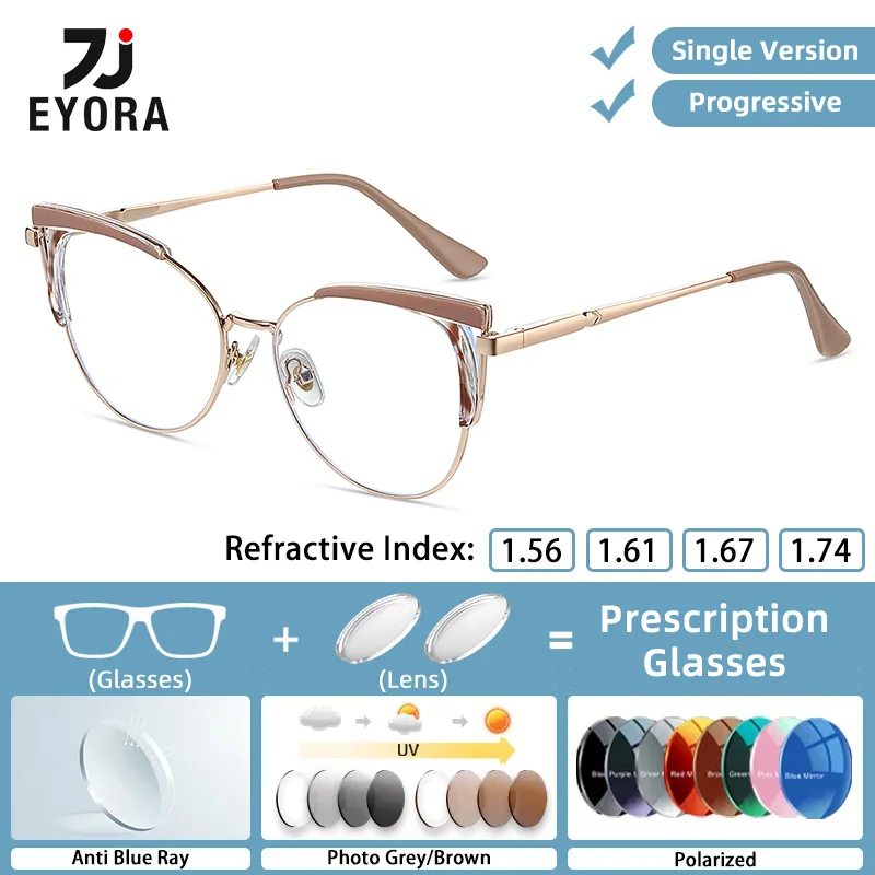 EYORA Versatile Metal+TR90 Cat Eye Women Reading Glasses Myopia Eyewear Hyperopia Anti Blue Ray Progressive Photochromic Eyewear 
EYORA Versatile Metal+TR90 Cat Eye Women Reading Glasses Myopia Eyewear Hyperopia Anti Blue Ray Progressive Photochromic Eyewear