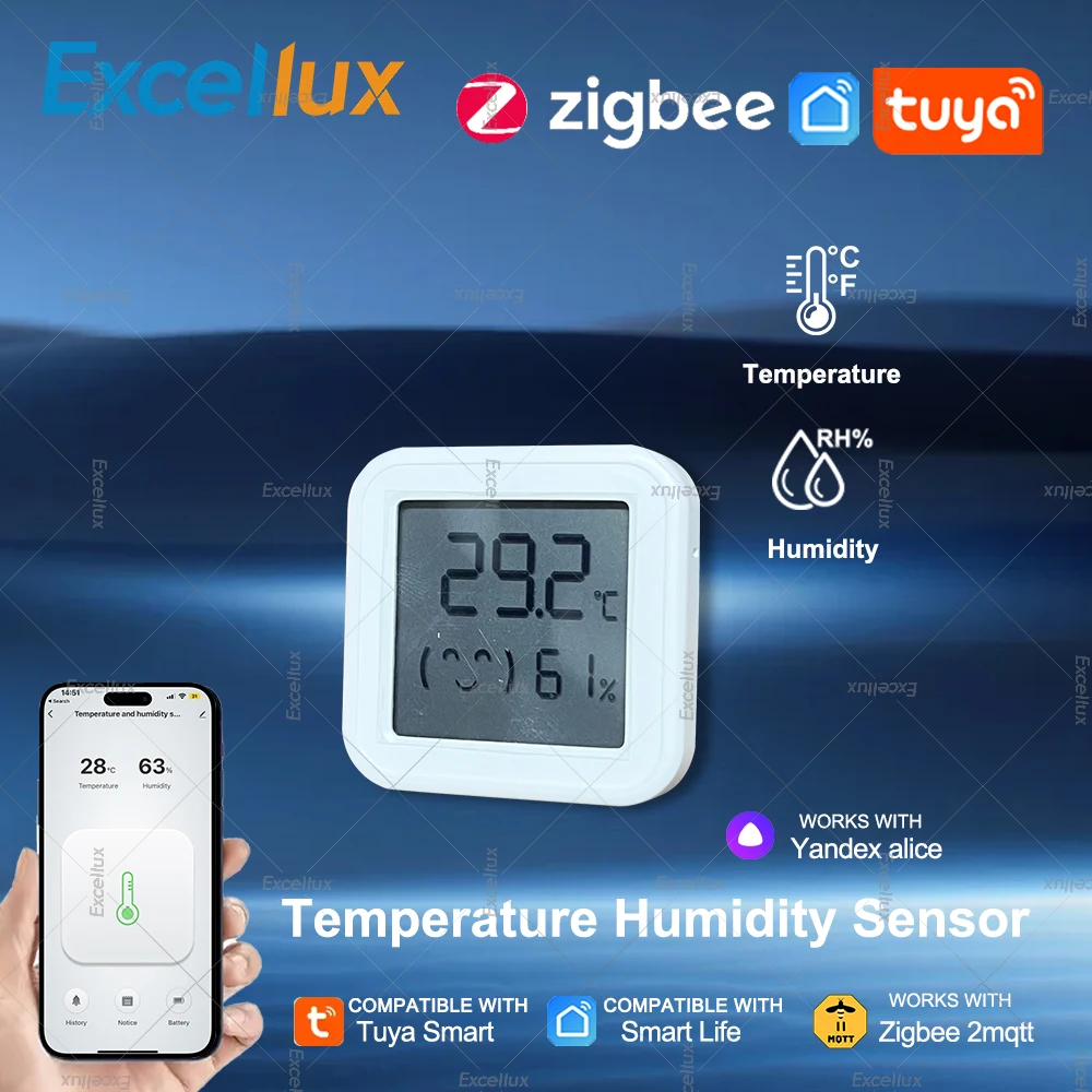 Tuya Smart Mini Zigbee Temperature and Humidity Sensor with LCD Screen For Smart Home Works With Alexa Google Home Yandex Z2MQTT
Tuya Smart Mini Zigbee Temperature and Humidity Sensor with LCD Screen For Smart Home Works With Alexa Google Home Yandex Z2MQTT