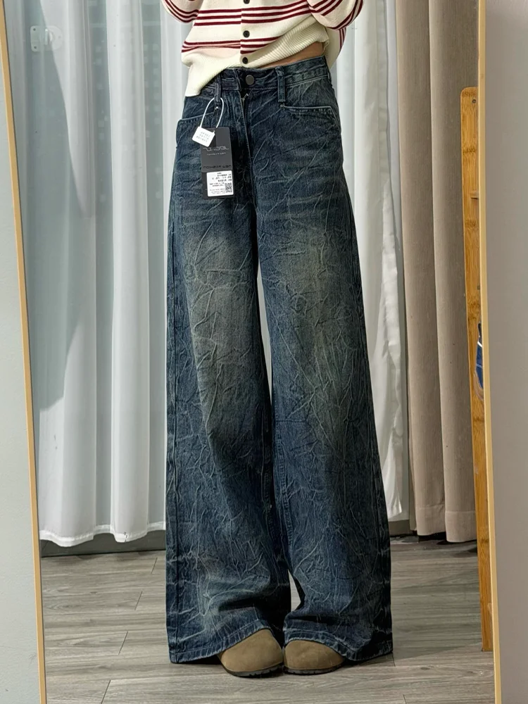 plus Size American Washed Blue Wide Leg Denim Jeans Women's Loose Slimming Drapey Straight Floor-Length Pants
plus Size American Washed Blue Wide Leg Denim Jeans Women's Loose Slimming Drapey Straight Floor-Length Pants