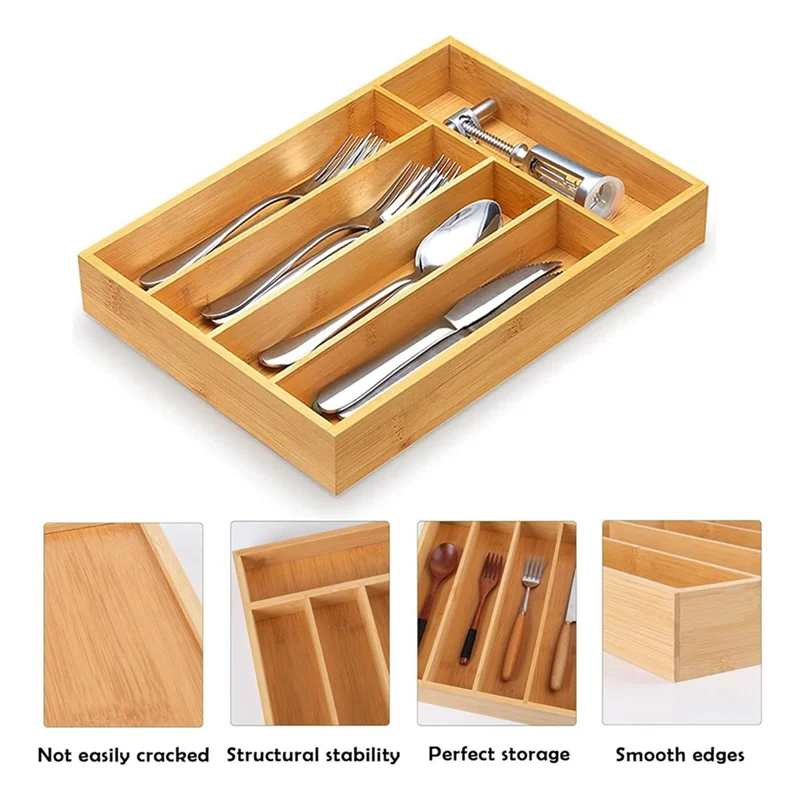 IALJ-Bamboo Cutlery Silverware Tray Divider Storage Tray Rack Storage Box 5 Compartment Tray Kitchen Drawer Storage Rack
IALJ-Bamboo Cutlery Silverware Tray Divider Storage Tray Rack Storage Box 5 Compartment Tray Kitchen Drawer Storage Rack
