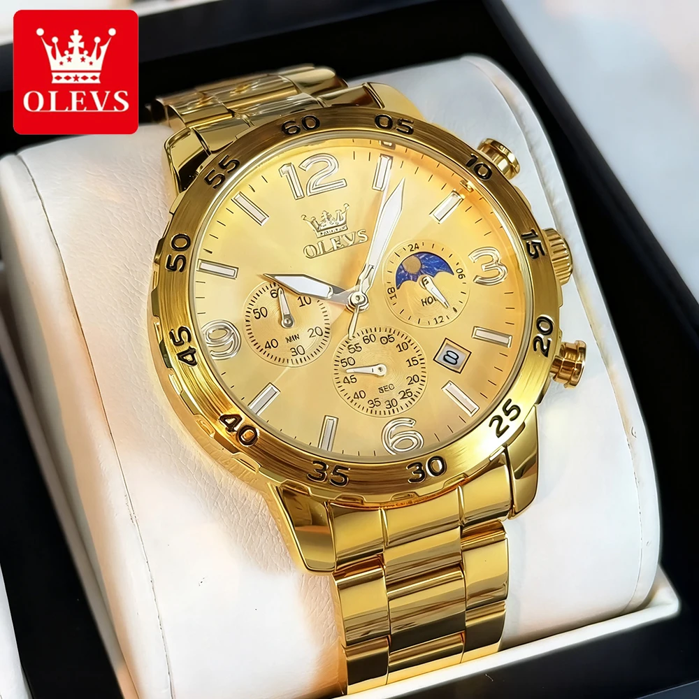 OLEVS Men's Watches Luxury Fashion Fine Steel Chronograph Rhombus Mirror Original Quartz Wristwatch for Man Moon Phase Date New
OLEVS Men's Watches Luxury Fashion Fine Steel Chronograph Rhombus Mirror Original Quartz Wristwatch for Man Moon Phase Date New