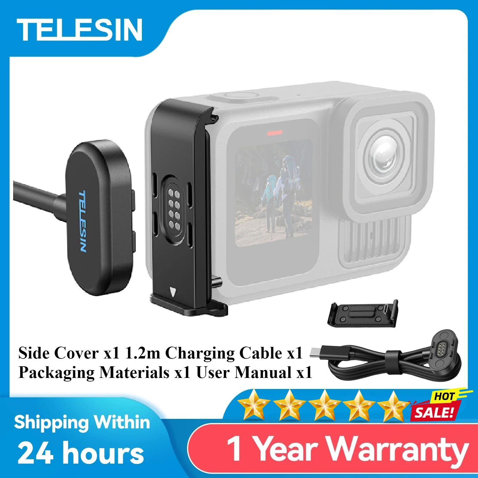 TELESIN For Gopro hero 13 12 11 10 9 Magnetic Waterproof Charging Side Cover Cable KIT Type-C Charging Cover Port Easy Removable
TELESIN For Gopro hero 13 12 11 10 9 Magnetic Waterproof Charging Side Cover Cable KIT Type-C Charging Cover Port Easy Removable