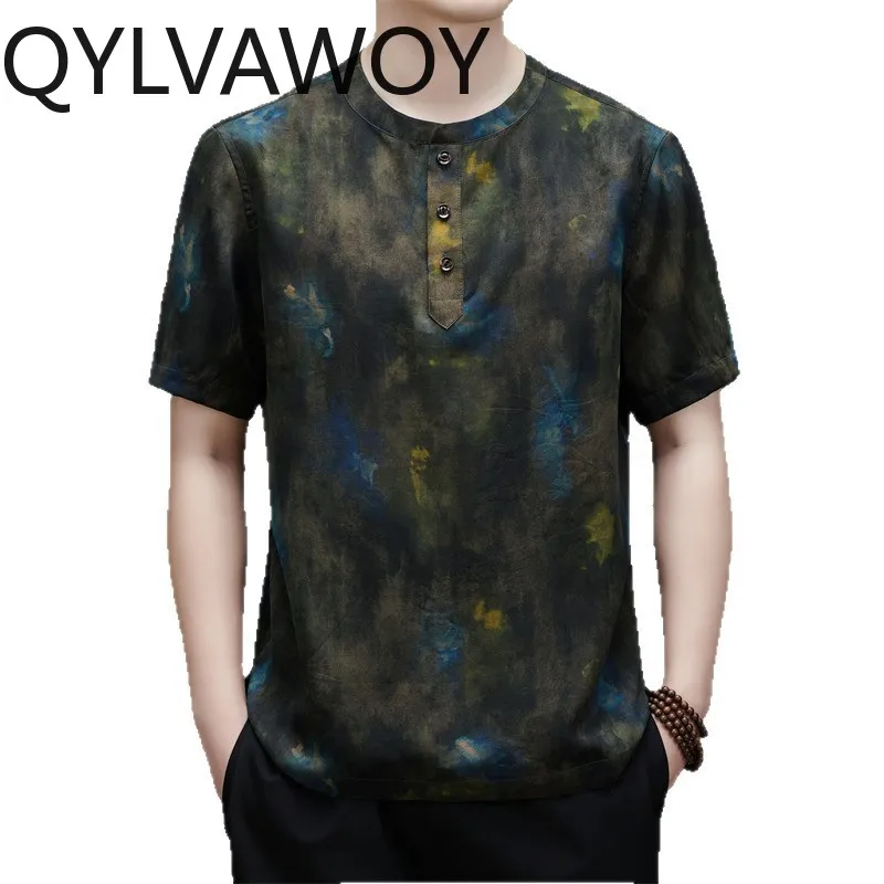 QYLVAWOY 100% Mulberry Silk Man T Shirts Printed Shirts New Summer Tops Men's Shirts Short Sleeve Tee Shirt Pour Homme Fashion
QYLVAWOY 100% Mulberry Silk Man T Shirts Printed Shirts New Summer Tops Men's Shirts Short Sleeve Tee Shirt Pour Homme Fashion