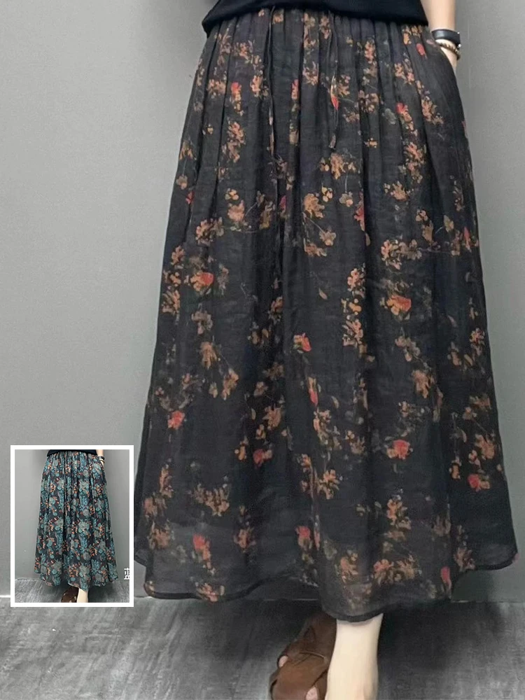 Plus Size Retro Floral Print A-Line Midi Skirt plus Size Women's Loose Fit High Waist Concealing Flattering Long Floral Skirt
Plus Size Retro Floral Print A-Line Midi Skirt plus Size Women's Loose Fit High Waist Concealing Flattering Long Floral Skirt
