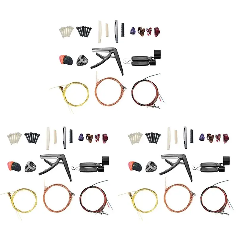 HOES-102 PCS Guitar Accessories Kit Including Guitar Picks,Capo,Acoustic Guitar Strings,3 In 1String Winder,Bridge Pins