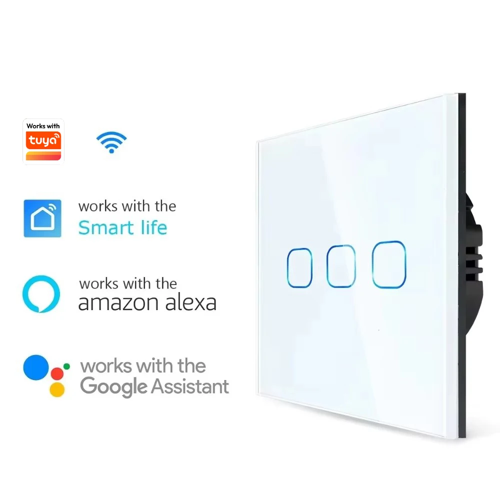 UNKAS Smart Switch 1/2/3 Gang Wifi Touch Light Switch Wall Sensor Works with Tuya Control Smart Life Google Alexa
UNKAS Smart Switch 1/2/3 Gang Wifi Touch Light Switch Wall Sensor Works with Tuya Control Smart Life Google Alexa
