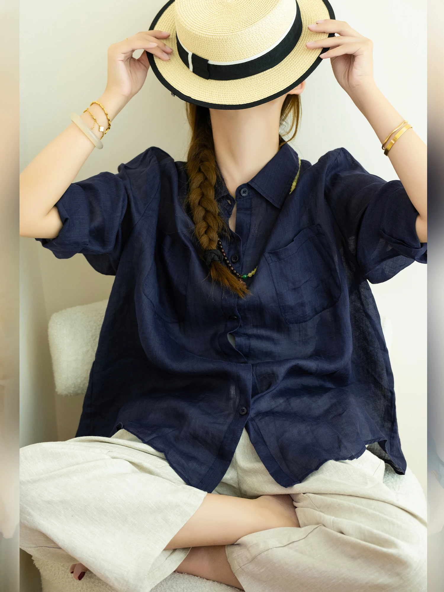Cloud Silk Series Commute Helper 00% Flax Loose Fit irt Korean Sle Long Sve Button up Women's Faion
Cloud Silk Series Commute Helper 00% Flax Loose Fit irt Korean Sle Long Sve Button up Women's Faion