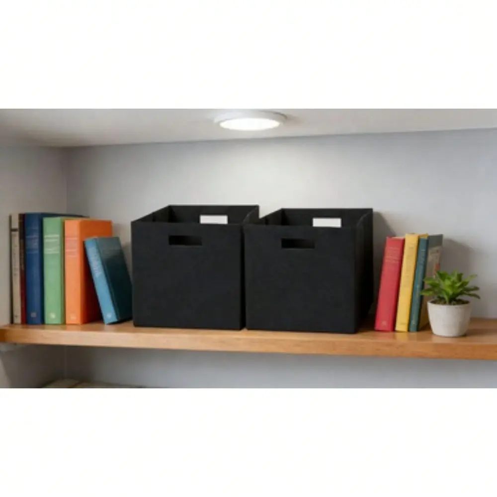 Cube Storage Bins 12.75 X 12.75 , Black, 2 Pack
Cube Storage Bins 12.75 X 12.75 , Black, 2 Pack